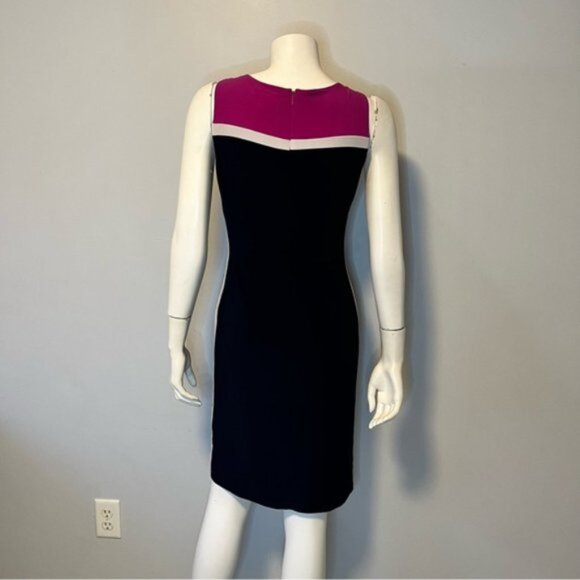 Ralph Lauren ColorBlock Sleeveless Sheath Dress in Navy Blue and Hot Pink - Picture 3 of 12